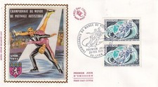 Enveloppe 1er jour Championnat du Monde de Patinage Artistique 1971 soie FDC 