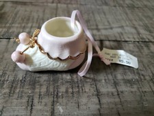 Porcelain White And Pink Bootie 2001 Ornament