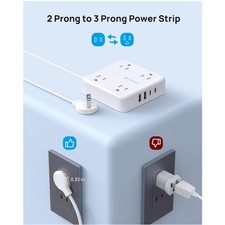 Mountable 2 Prong to 3 Prong Outlet Adapter