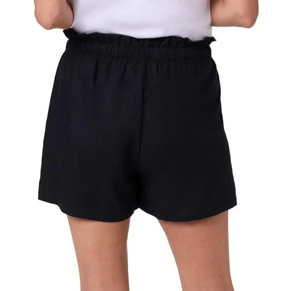 Hang Ten Linen Blend Drawstring Shorts Womens Size Large Black Stretch Vacation - Image 2 of 4