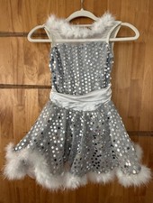 Weissman dance silver costume girls dress size MC
