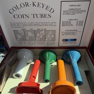 MMF Industries Color-Coded Coin Counting Tubes for Pennies - Quarters New In Box