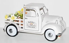 Large Vintage Metal Light Up Farm Truck White 17x9x8” Rustic Country Decor