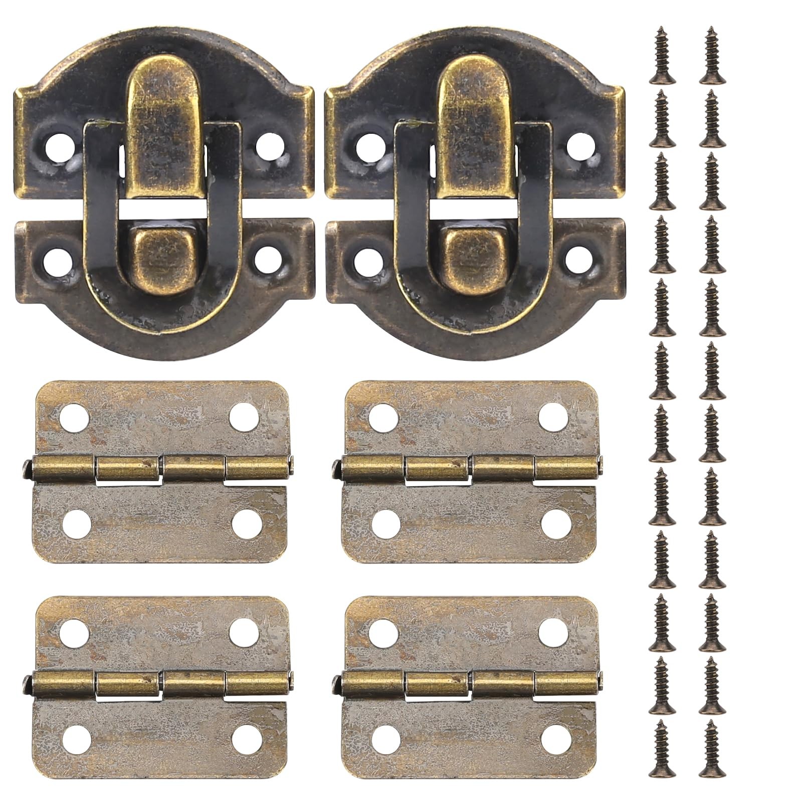 Antique Bronze Wooden Box Hinges and Latches with Matching Style B 