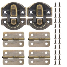 Antique Bronze Wooden Box Hinges and Latches with Matching Style B 