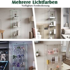 4 Lagen Vitrine mit LED Glasvitrine Standvitrine für Sammlung Sammlervitrine