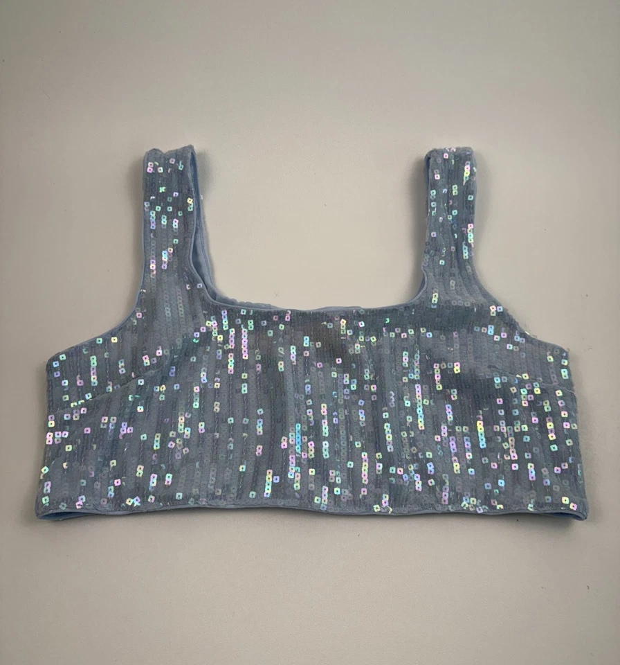 Victoria's Secret Sequin Shimmer Wire Free Side Zip Bralette Bra  Blue  XXL  NWT - Image 2 of 4