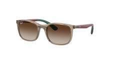 RAY-BAN KIDS TRANSPARENT BROWN FRAME MAROON/GREEN ARMS BROWN LENSES 49-17-130 2N