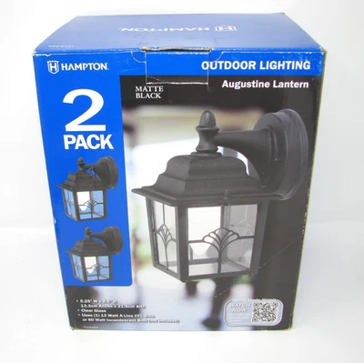 Hampton Augustine Lantern Matte Black Outdoor Wall Lantern Sconce 5.25"W x 8.5"H - Image 1 of 4