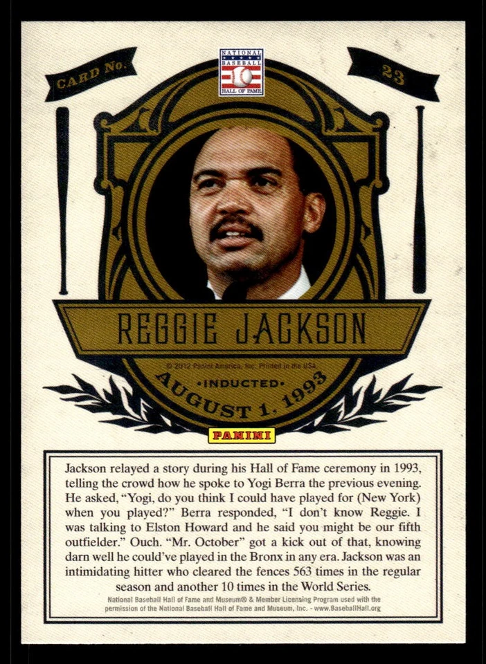 2012 PANINI COOPERSTOWN REGGIE JACKSON 23 MINT INDUCTION BASEBALL - Image 2 of 2
