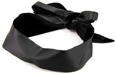 Black Satin Blindfold Eye Mask for Couples Sensory Roleplay & Sex Toy Gift