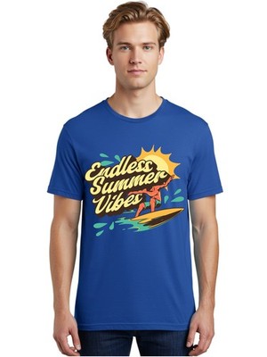 Endless-Summer-Vibes Mens Graphic Tee,100% Cotton,Casual Summer Wear