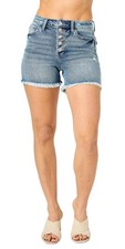 Judy Blue High Waist Button Fly Destroy Hi-Lo Hem Shorts