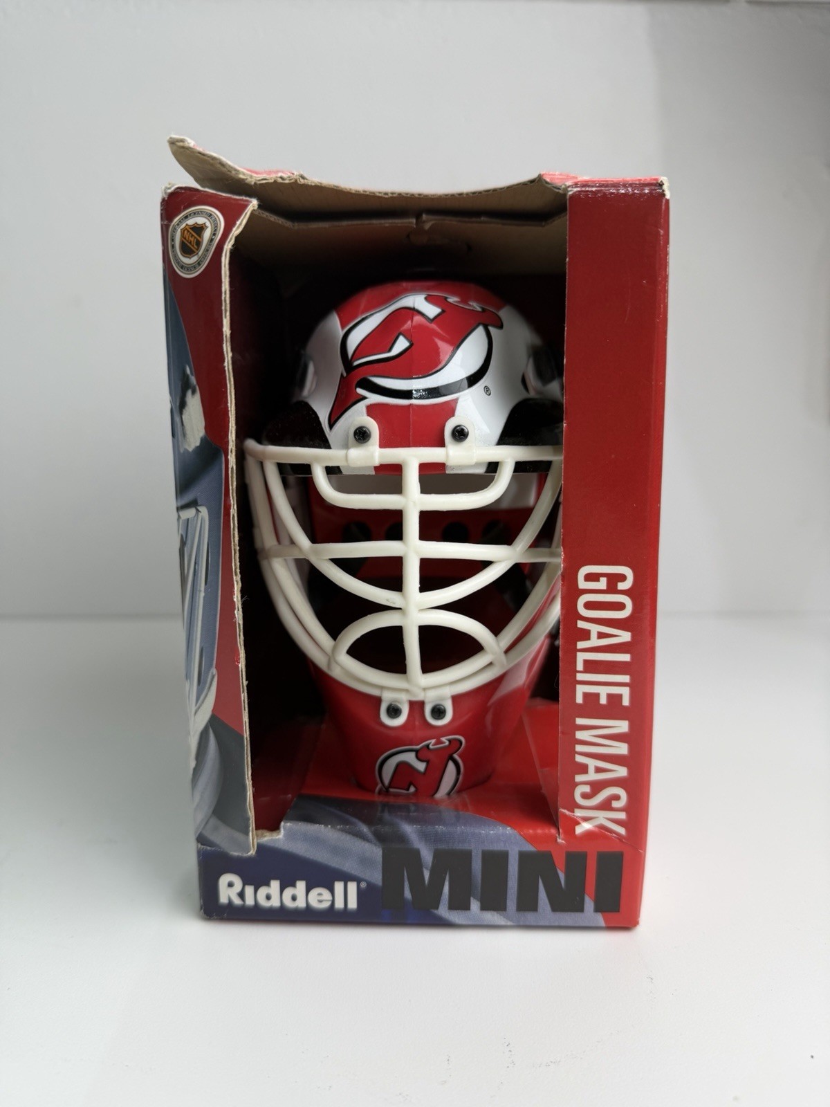 Riddell NHL New Jersey Devils Mini Goalie Mask Vintage 90s Brodeur Era in box