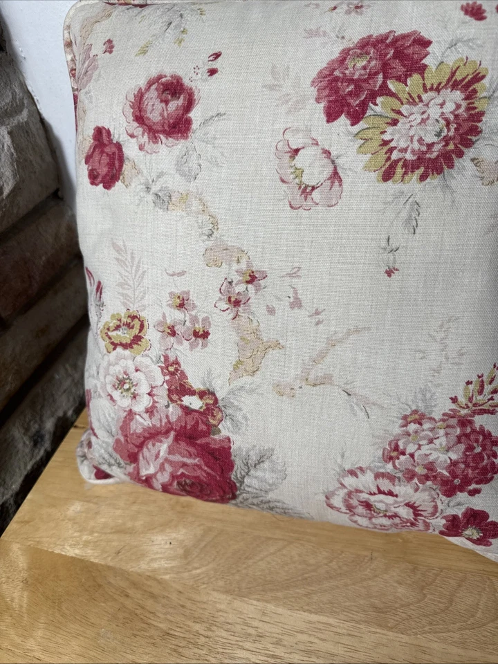 "Almohada Waverly Red Norfolk Rose vintage francesa Country Toile Shabby 16x16""" Foto 2 de 4