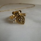 Vintage Gold Tone Heart Bear With Rhinestone Stone “E” Namesake Necklace & Ring — photo 4