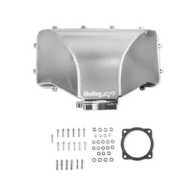 Holley EFI 300-280 HI-RAM 95MM Fabricated Side Mount Plenum Top Silver Finish