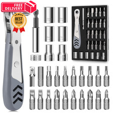 TUXIYA 30in1 Right Angle Screwdriver, 36-Tooth Mini Ratchet Wrench, Grey