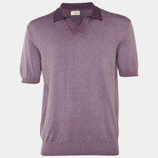 Altea Purple Ombre Cotton Knit Polo TShirt L