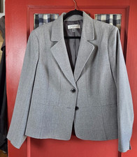 Kasper Women's Gray Long Sleeve Button Front Blazer Jacket Notch Collar Size 16