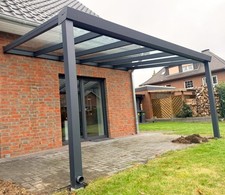 Terrassenüberdachung Terrassendach Komplettset Anthrazit VSG Glas 8,7 mm + LED