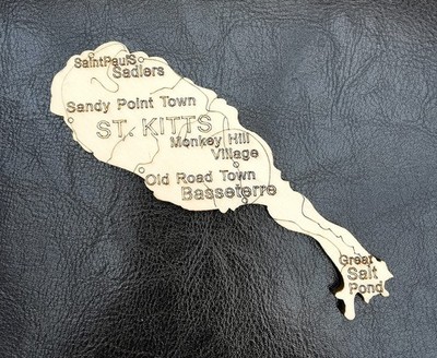KÜHLSCHRANKMAGNET ST SAINT KITTS WESTINDIEN INSELFORM KARTE HOLZ
