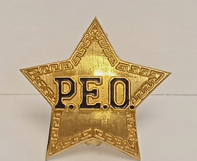 PEO Sisterhood Star Pin Gold tone 1999 Philanthropic Educational Org Badge VTG