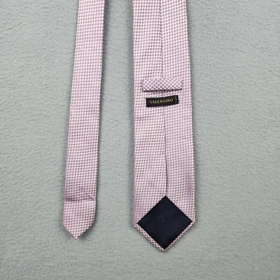 Valentino Tie Mens One Size Purple Geometric 100% Silk Woven Made Italy Necktie