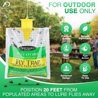 NEW 10 Disposable Bag Outdoor Catcher Hanging Traps, Pack Killer Non Toxic Fly