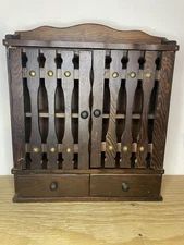 Vtg Wooden Spice Rack Slatted Magnetic Doors 2 Drawers 13”x11.5”x2.5”