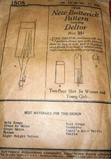 LOVELY VTG 1920s SKIRT UNDERBODY BUTTERICK Sewing Pattern WAIST 37