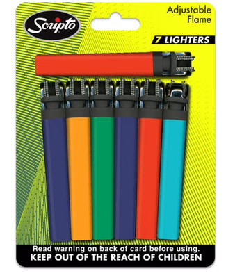 Scripto Lighter Views Lighters View Spark Adjustable Flame 7 Pack Disposable New