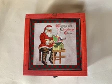 Wishing You Christmas Cheer Set Of Four Coasters In Wooden Latched Box