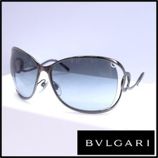 BVLGARI BV6026 103/8G Gunmetal Gray Gradient Rimless Shield Sunglasses Auth