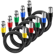 XLR Cable 10 FT/5 Pack, Microphone Cable 3 Pin Nylong Braided Balanced XLR Ma...