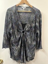 Dressbarn Plus Size 2X Printed 3/4 Sleeve Popover Blouse Usa Made Vintage