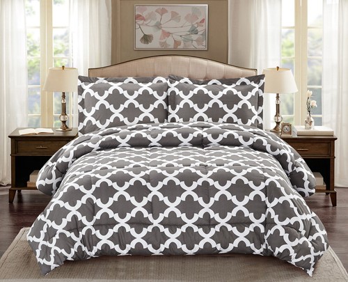 3 pcs Comforter with Pillow Shams Goose Down Alternative Ultra Soft Microfiber - Picture 3 of 16