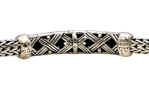 John Hardy Bracelet 6 mm Classic Chain Braided Motif Clasp 925 Silver 7.25" Long - Picture 5 of 12
