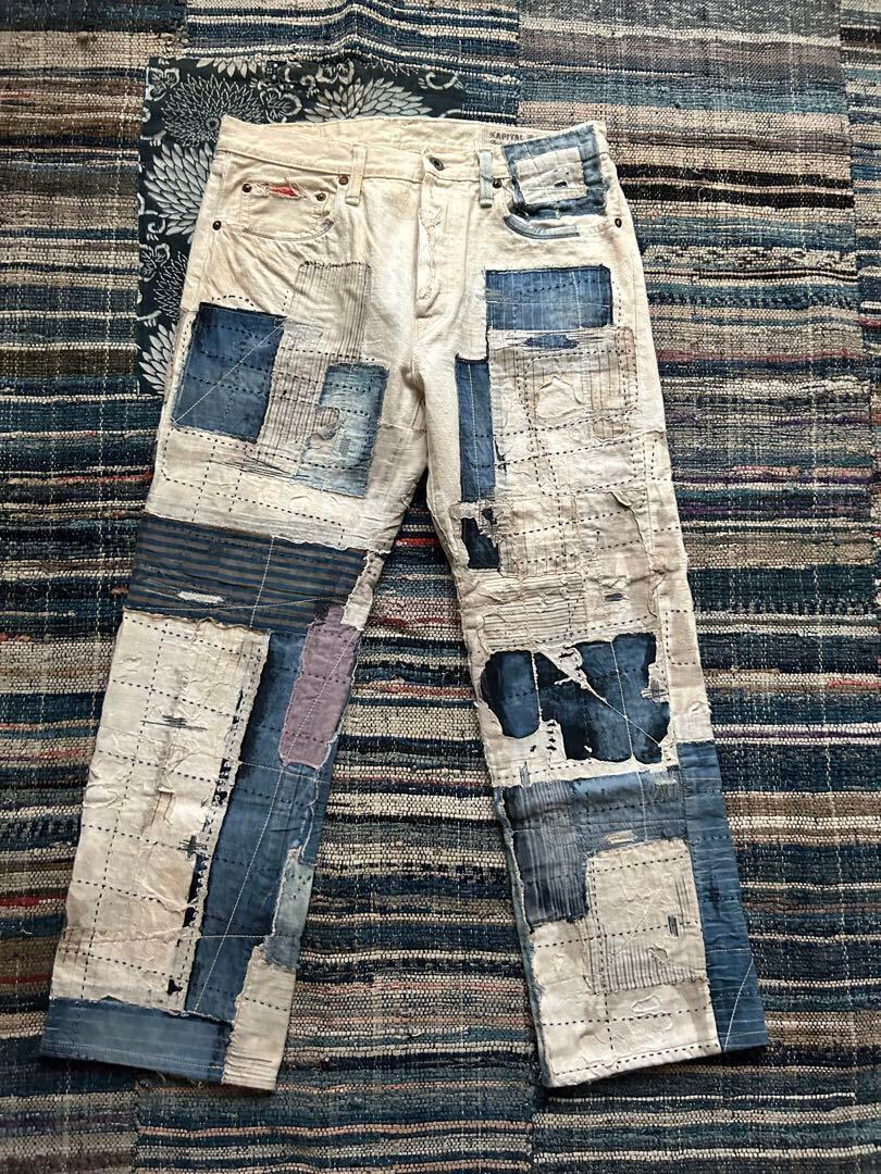 KAPITAL BORO PATCHWORK DENIM PANTS MEN COLOR WHITE MATERIAL KAPITAL BORO PATCHWORK DENIM PANTS MEN COLOR WHITE MATERIAL