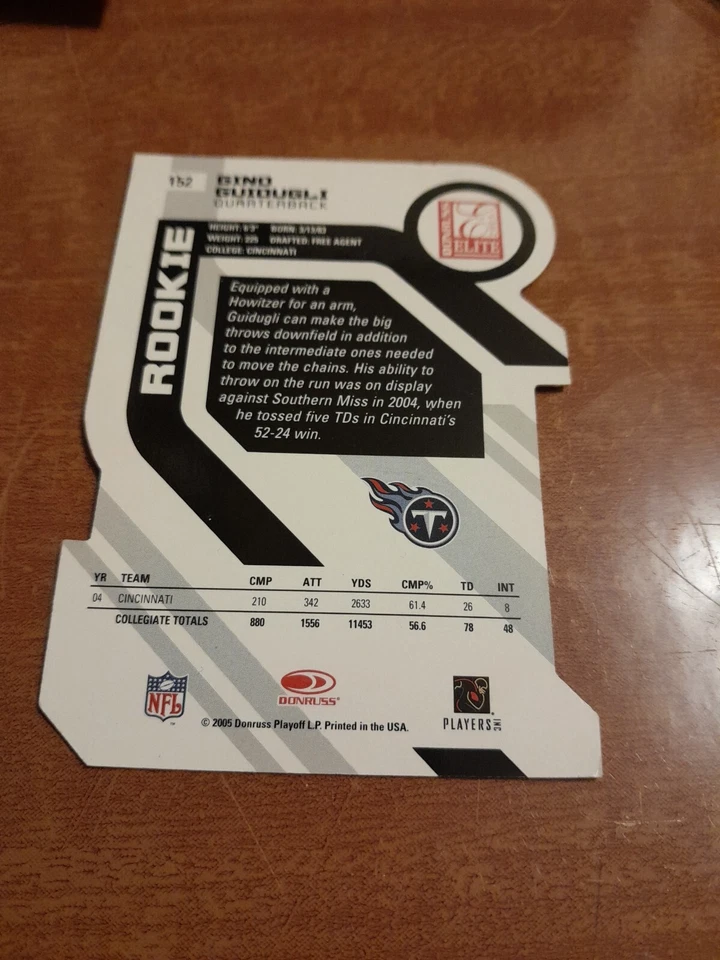 GINO GUIDUGLI 2005 DONRUSS ELITE STATUS STATUS #D 2/24 CINCINNATI TITANS - Image 2 of 2