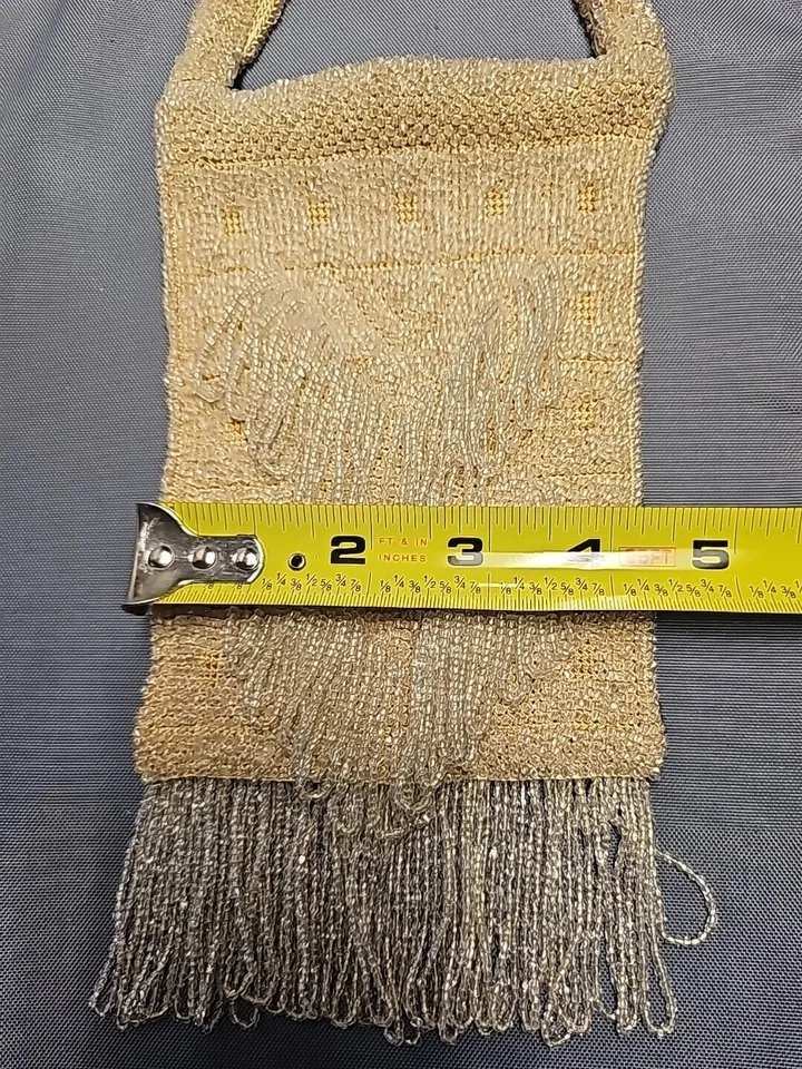 Bolso de mano de colección con cuentas de vidrio transparente blanco marfil aleta boda noche Foto 4 de 4