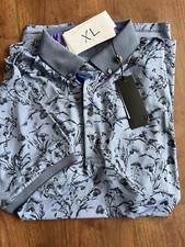 Greyson Golf Shirt Polo Water Thistle Print XL Blue Polyester NWT MSRP 118