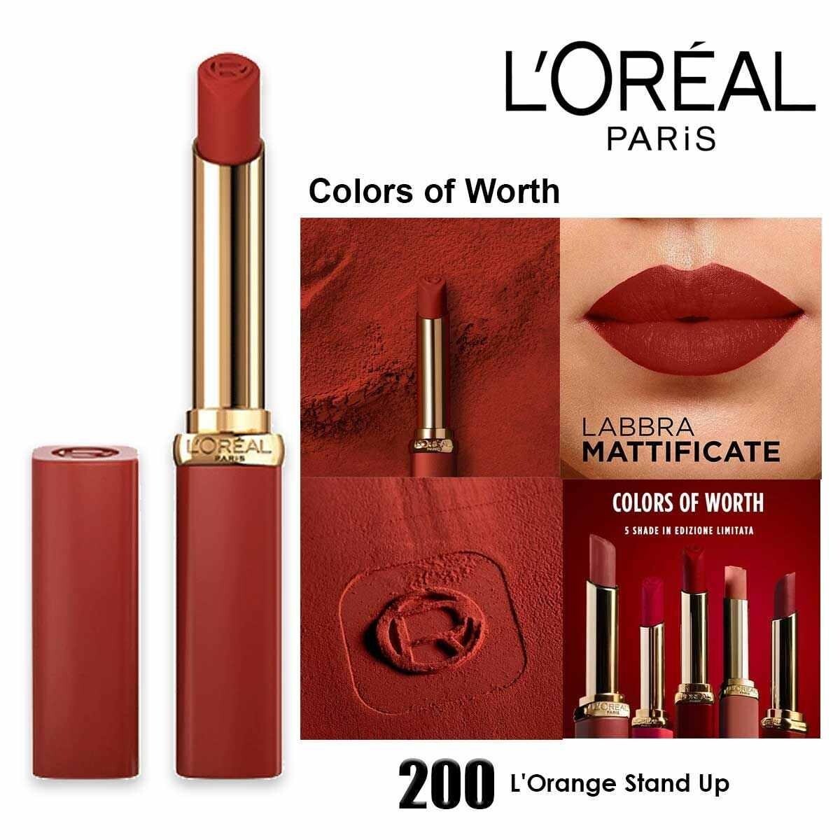 Lipstick L'Oréal Color Riche Volume Powdery Matte Finish 200 L'Orange Stand Up