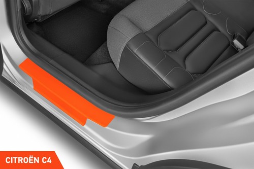 Listones de entrada de coche lámina protectora para Citroën C4 3 (III) óptica carbono - Imagen 3 de 6