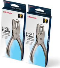 1 Hole Punch, 5 Sheet Capacity, Comes in 2 Pack, Silver 90073 