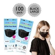 [100pcs] Happy Life , Good Day kf94 Black face mask Adult Size