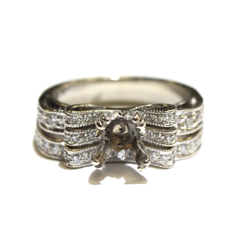 14k white gold .50ct round diamond semi mount engagement ring wedding 6.3g