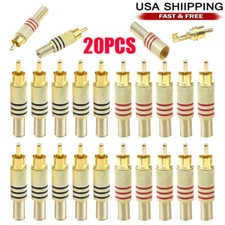20Pcs RCA Stereo Male Connector Plug with Spring Coax Audio Solder Adapter USA