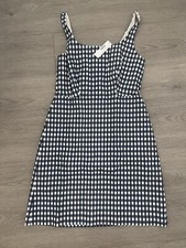 J.Crew Sleeveless Blue Gingham  Print Dress Size 8 NWT
