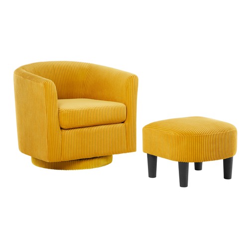 Swivel Accent Chair 360° Comfy Recliner Corduroy Arm Chair Single Sofa with Otto